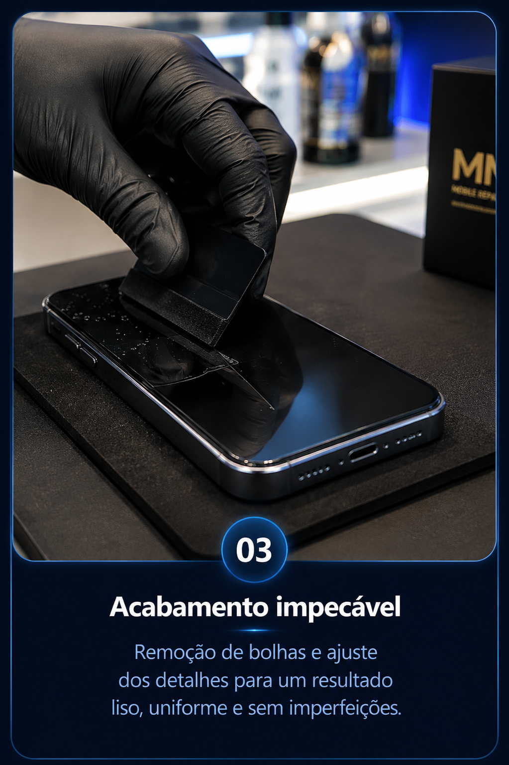 Acabamento e remoção de bolhas da película